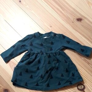 Green Tree Patterned Kids Dress